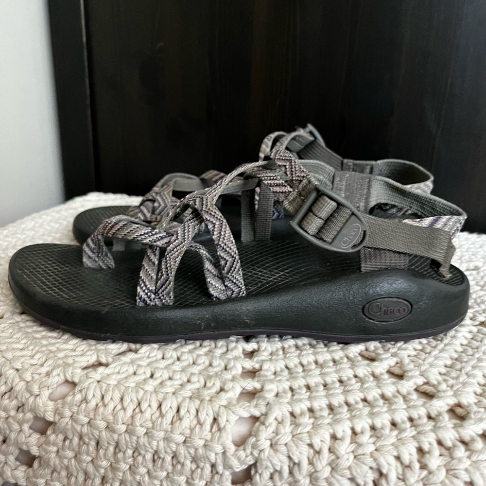 Chaco ZX2 Vibram Stripes Strappy Sandal Gray & Black Women’s Size 10 - Picture 3 of 6